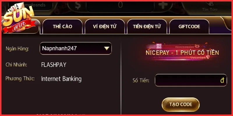 Nạp Tiền Sunwin - Hướng Dẫn Giao Dịch Chi Tiết Và An Toàn 1 Các bước nạp tiền Sunwin chuẩn xác qua các kênh thông dụng