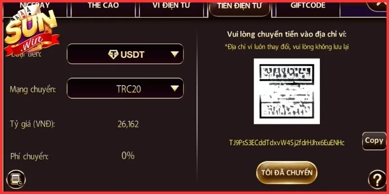 Nạp Tiền Sunwin - Hướng Dẫn Giao Dịch Chi Tiết Và An Toàn 2 Quy trình nộp qua Tiền Điện Tử (USDT)