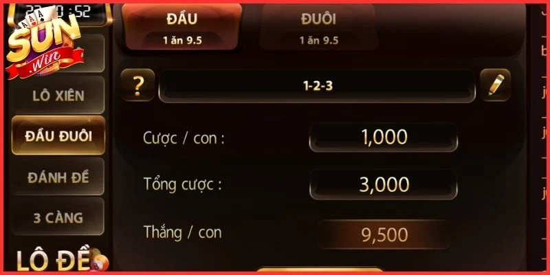Thuật toán cược đầu đuôi lô đề trực tuyến 3 miền tại Sunwin